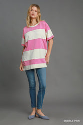 Umgee Mineral Wash ColorBlock Tunic Dress OutfitFlow
